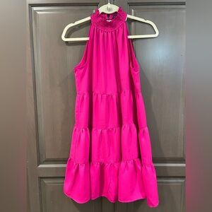 1.State Tiered Halter Swing Dress in Fuschia, Size XS